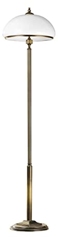 Stehlampe Messing antik Weiß aus Metall Glas 170cm Jugendstil MARLOW Wohnzimmer Lampe Stehleuchte