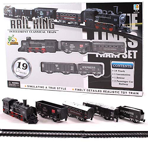 koolbitz Classic Train Set with Tracks, Battery Operated, Retro Design, Toys for Kids with Lights, Durable & Safe Exciting Train Track Set for kids, Easy to Assemble
