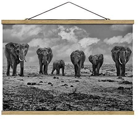 Stoffbild mit Posterleisten - Großfamilie - Querformat 2:3 53.5 x 80cm Eiche