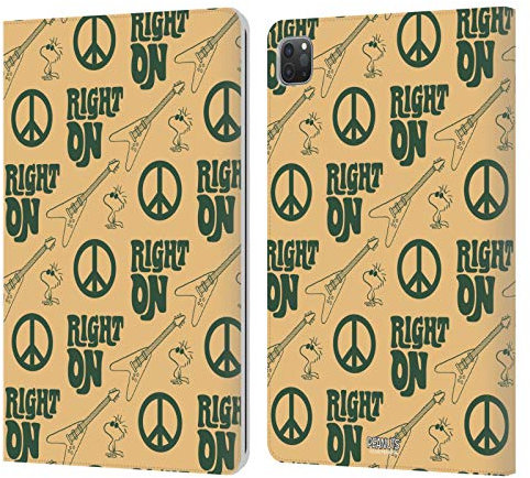 Head Case Designs Licenciado Oficialmente Peanuts Directa en el patrón Woodstock 50º Carcasa de Cuero Tipo Libro Compatible con Apple iPad Pro 11 2020/2021 / 2022