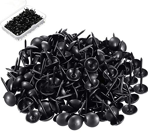 200Pcs Matte Upholstery Nail,Pushpin Decorative Tack Stud with Box for Upholstered Furniture Cork Board,DIY Project,Home Decor (Black)