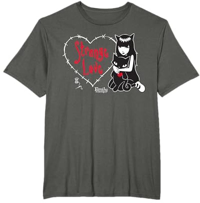 Emily the Strange Damen T-Shirt Schwarz XS Klassisch Strange Love Katzenliebhaber