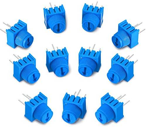Flutesan 12 Pieces 10K Ohm Trim Potentiometer Breadboard Trim Potentiometer Kit with Knob Variable Resistors Trimmer Potentiometer Assortment Kit Compatible with Arduino, Blue