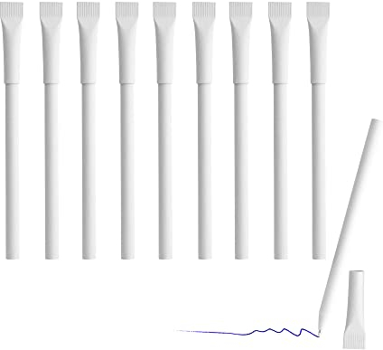 sin4sey 10er Set Kugelschreiber aus Recyclingpapier - mit Kappe (Weiß)