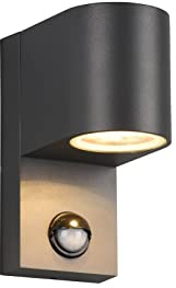 Runde Außenwandleuchte Downlight mit Bewegungsmelder in Anthrazit, Höhe 15cm