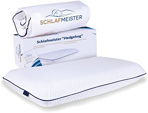 Schlafmeister Hedgehog Bauchschläferkissen - Made in Europa - Thermoregulierendes Kopfkissen (67x33x6cm) Orthopädisches Kissen - Für Bauchschläfer