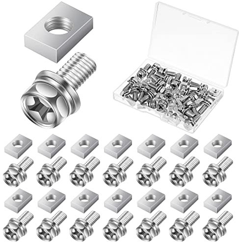 Confezione da 48 bulloni quadrati per batteria moto, kit dadi quadrati M6 x 16 mm, bulloni per batteria moto, dadi per batteria in acciaio inox, viti e dadi per moto, ATV, bici, scooter, accessori