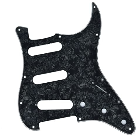KAISH Pickguard ST/Strat Style Pickguard SSS Pickguard für USA/Mexico Stratocaster / Strat Black Pearl