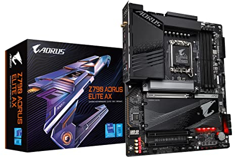GIGABYTE Z790 AORUS Elite AX (LGA 1700/ Intel Z790/ ATX/ DDR5/ Quad M.2/ PCIe 5.0/ USB 3.2 Gen2X2 Type-C/Intel WiFi 6E/ 2.5GbE LAN/Q-Flash Plus/PCIe EZ-Latch/Gaming Motherboard)