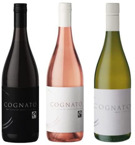 Cognato – Mixed Case of 3 DeAlcoholised New World South African Red, White & Rose Alcohol Free Wine (South African Grape) Fair Trade Certified.