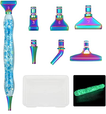 Cyleibe Diamond Painting Zubehör Stift Set, 6 Styles 5d Drill Pen Ersatzköpfe Farbe Metal Pen Tip für Diamond Painting Pen, im Dunkeln leuchtende Diamantkunststifte