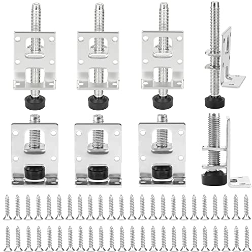 JidRMC 8 Pièces Ensemble de Pied de Meuble Reglable, 55 mm+102 mm Acier Pied Reglable, avec 48 Petites Vis, Pied de Table Reglable pour Meubles, Tables, étagères, Armoires (Silver)