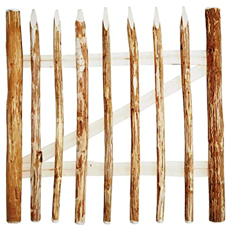 Sevico Zauntor Haselnuss Breite: 104cm | Höhe 100 cm Gartentor aus Holz für Staketenzaun Zauntor für Staketenzaun Bauernzaun Kastaniezaun Holztor