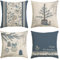 Artoid Mode Bäume Stern Weihnachtskugeln Frohe Weihnachten Kissenbezüge 4er Set, 45x45cm Winter Zierkissenbezug Couch Wohnzimmer Deko