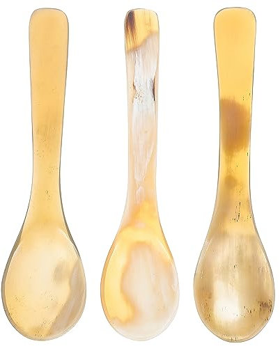 BESTonZON 3pezzi Cucchiai Di Corno Naturale Per Caffè e Dessert Cucchiaio Da Tè Cucchiaio Da Gelato e Colori Misti Utensili Pratici Per Ogni Occasione