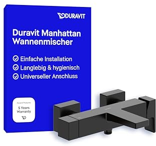 Duravit Manhattan Wannenarmatur Aufputz für 2 Verbraucher, Einhebel-Wannenmischer mit Keramikmischsystem, Schwarz Matt