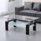 Mesa de centro 110x60 cm negra con dos estantes de cristal - Titania