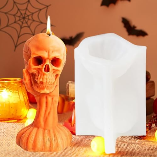 Kerzenformen Totenkopf Zum Gießen Halloween Kerzenform Silikon Kerzenformen Hand Hält Schädel Kerzenform Silikonform Skelett Silikonformen Gießformen für Halloween Deko, Geschenke Duftkerzen