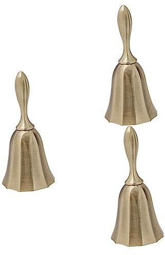 3 Pz campanello di chiamata campana della cena a mano campane a mano d'epoca campanello da tavolo campanello della scuola semplice campana di servizio campana vegetale Metallo