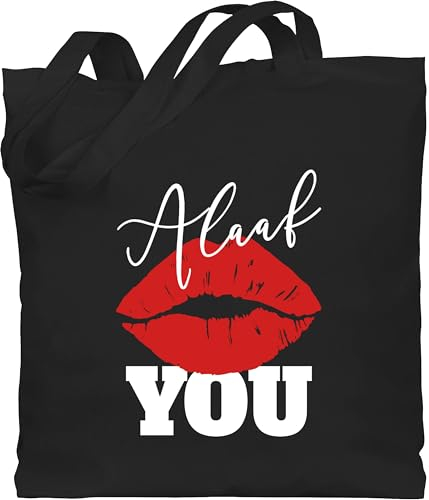 Shirtracer Baumwolltasche - Karneval & Fasching - Taschen - Alaaf you mit Lippen Kussmund - Unisize - Schwarz - kamellebeutel faschings tasche wurfbeutel karnevals beutel karnevalsbeutel fassenacht