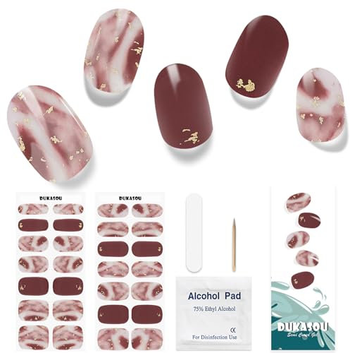 DUKASOU Nagelfolie UV Härtend - 28 Stück UV Gelfolien,Einfach und Bequem UV Gel Strips DIY Gel Nail Sticker ist ein Geschenk für Anfänger, um Nägel zu dekorieren(Fließend Wie Gold)