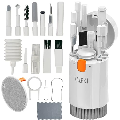 Kaleki 21 en 1 Kit Limpieza PC – Limpiador airpods Pantalla Ordenador –Kit Limpieza ipjone – Limpiador Teclado Auriculares Ordenador cámaras Pantalla (Blanco)