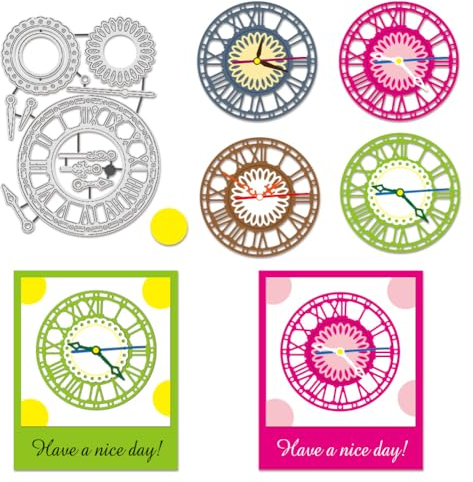 BENECREAT Uhrenrahmen Metallstanzungen, Uhr-Kreis-Rahmen-Stanzformen Blumen-Uhren-Rahmen Schablonen Für Kartenherstellung, Scrapbooking, Geburtstag, DIY, Handwerk, Zeitnehmer-Stanzformen