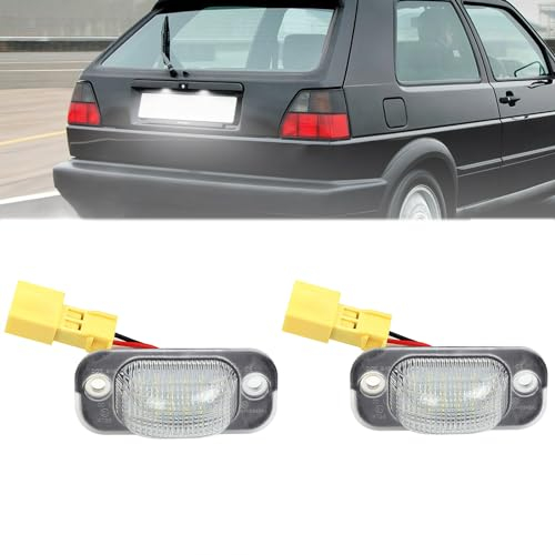 BHZNGD 3528 SMD-Kennzeichenleuchten, 2 Stück, weiß, 6000 K, wasserdicht, Kennzeichenleuchten, kompatibel mit VW Golf 2 1983-1992, Jetta 2 1984-1991, für S/eat T/oledo I 1991-1999, Ersatz: 191943167