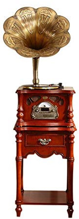 Vinyl Player Vintage, Antique Big Trumpet Classical Wood Bluetooth Mid Century Record Player Turntable,CD,Cassette Player and Radio Gramophone