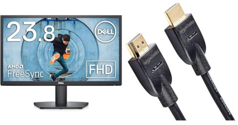 Dell SE2422HX 24 Full HD (1920x1080) Monitor, 75Hz, VA, 5ms, AMD FreeSync, HDMI, VGA & Amazon Basics - Cavo HDMI 4K da 0,9 m, alta velocità con Ethernet 18 Gbps, 4K@60 Hz, 2160p, Nero