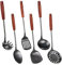 FJNATINH Wok Trowel and Spatula Set, Slotted Spatula, Rice Spoon, Stainless Steel Kitchen Utensils, Dishwasher Safe, 36.2-38.1 cm, 6 Pieces