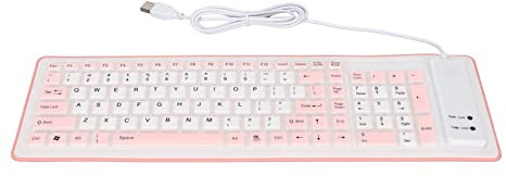 Elprico Faltbare Silikon-Tastatur mit Kabel, Geräuschlos, 103 Tasten, Tragbar, Weiches Gummi, Leicht, Wasserdicht, USB-Rollup-Tastatur für Laptop, PC, Computer, Reisen, Büro, Zuhause