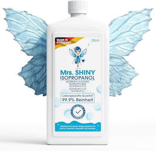 Mrs. SHINY ISOPROPANOL 99% – Reinigungsalkohol Isopropanol – Reiniger für Haushalt, Industrie, Elektronik – Entfettungs + Lösungsmittel – rückstandsfrei – Isopropylalkohol 1x 750ml