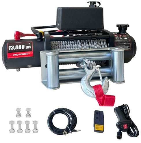 Chic Muse 13800lbs Electric Winch, Waterproof IP67 80ft Steel Cable Truck Winch with Wireless Handheld Remote