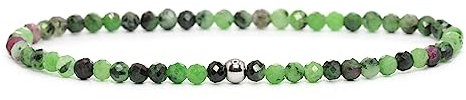 Echtes Rubin Zoisit Edelstein Armband mit facettierten 3mm Perlen - verschiedene Längen - Heilstein Schutzstein Edelsteinarmband Glücksbringer Talisman Geschenk (Rubin-Z., 18CM)