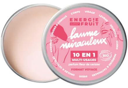 ENERGIE FRUIT - Baume miraculeux 10 en 1 format voyage - Multi-usages Corps & Visage - Parfum fleur de cerisier - BIO certifié par ECOCERT