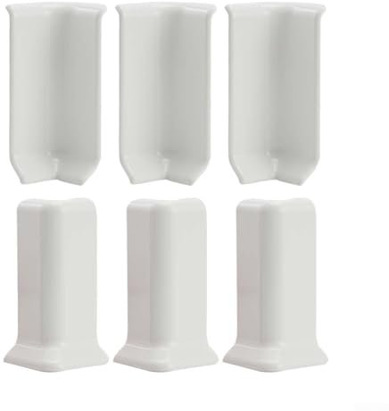 Lot de 6 blocs d'angle pour plinthe, 3 connecteurs intérieurs + 3 coins extérieurs, pour plinthes de 8 cm de hauteur, pour garniture murale de maison (M, blanc)