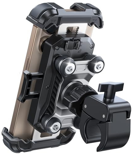 JOYROOM Porta Cellulare Moto [Doppio Antivibrazione] Supporto Telefono Bici [Si Apre con un Clic] 360° Rotazione Manubrio Supporto Cellulare Moto per iPhone 16/15/14/13/12 Smartphone Samsung S25/S24