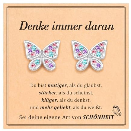 Ohrringe Mädchen, Geschenke Mädchen 7 6 5 4 9 10 8 11 18 12 Jahre Geburtstagsgeschenke Ostern Schmetterlingsohrringe für Tochter Enkelin Nichte Mädchengeburtstag