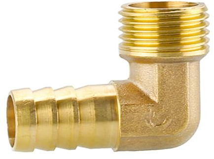 MOUMOUTEN Brass 1/2 Hose Barb Elbow 90 Degree L Right Angle Barbed Fitting, Male Thread Barb Splicer Mender Joiner Hose Fitting Adapter Connector for Air Water Oil（14MM）