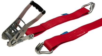 LOADCARE Spanngurt Zurrgurt mit Ratsche 5000 Kg 2500 daN rot Ratschengurt Zurrband Haken Ladungssicherung Transporter Anhänger LKW PKW (10 m 2500 daN)