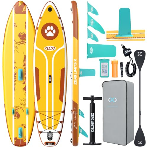 ZLX Aufblasbares Stand Up Paddle Board 10'15.2 cm mit Premium Balance Fin SUP Paddleboard iSUP, breites stabiles rutschfestes Deck Pad für Erwachsene Jugendliche alle Schwierigkeitsstufen