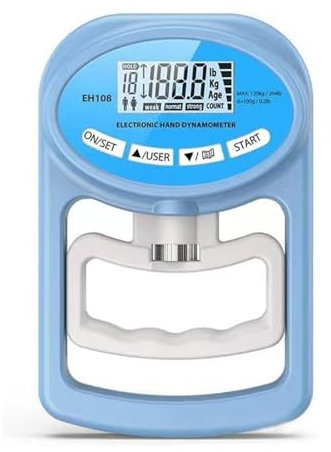 Dinamometro, Tester di di presa 265Lbs/120Kg Dinamometro digitale a mano Misuratore di di presa USB Schermo LCD Impugnatura for allenamento di potenza Sport(Blauw)
