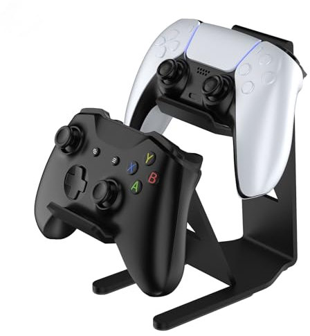 AARONMEI Support 2 en 1 en alliage de zinc pour double manette – Organiseur de bureau robuste compatible avec Nintendo Switch PS 5/4 Xbox Series X/S (noir)