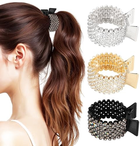 3 Piezas Pinzas Para el Pelo de Metal Antideslizante Pelo Accesorio Pinzas pelo de imitación Pinzas Para el Pelo de Metal Antideslizante para Mujeres y Niñas