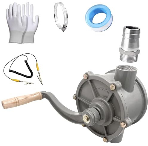Hand Gas Diesel Transfer Pump for 30 Gallon 35 Gallon 40 Gallon Gas Fuel Diesel Caddy, Aluminum Drum Rotary Hand Pump Easy to Handle, Inlet Pipe 1-1/4 - 1.25 inch, Outlet Pipe 1”
