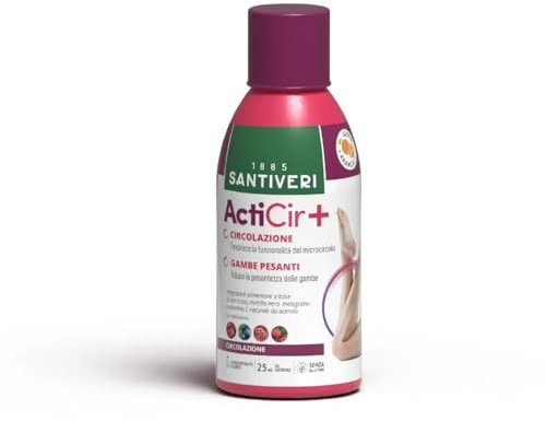 Santiveri ActiCir Plus, Integratore per la Circolazione con Vite Rossa, Mirtillo Nero, Melograno e Vitamina C, 500ml