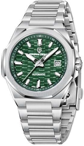 Pagani Design Automatikuhr für Herren, 40 mm Edelstahl, Japanisches Uhrwerk, Saphirglas, 100 m wasserdicht, Datumsfenster, lässige Kleideruhr