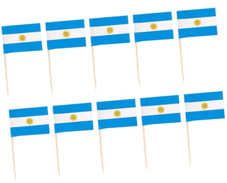 COLLBATH Palillos De La Bandera Argentina para Aperitivos Y Postres 200 Piezas Decoración para Cupcakes Cócteles Frutas Y Fiestas Temáticas