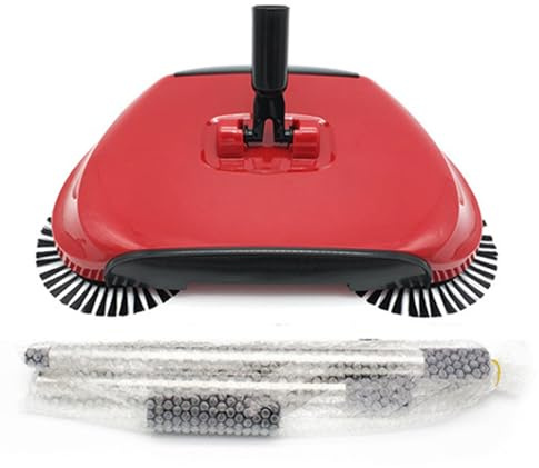 Rachlicy Carpet Sweeper 360° Rotation Manual Floor Sweeper with PET Broom Brush Robust Lightweight Hand for Home Office Low Carpets Rugs Undercoat Carpets, Red